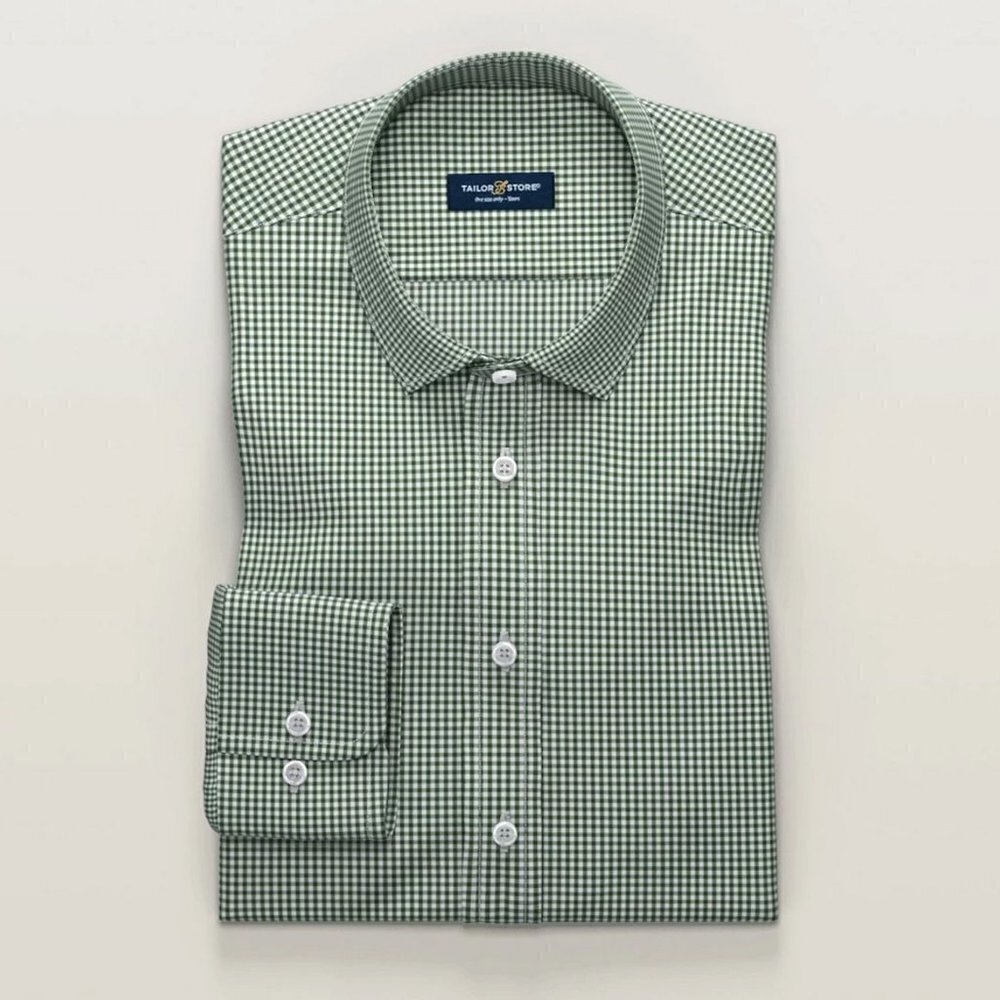 Tailor Store Men's Chesterfield Green Checked Business Shirt - Size Large - NWT